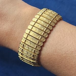 Corocraft Vintage 60s Embossed Chunky Gold Safety Chain Bracelet